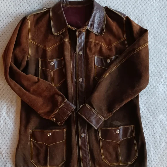 1970's Spanish suede leather car coat jacket in beautiful deep rich brown - Picture 8 of 11
